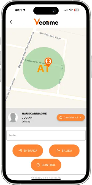 Zonas geográficas habilitadas para fichar desde la app del empleado.